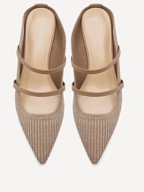 New Bella Pointed Toe Double-Strap Women’s Mule in Taupe size 9
